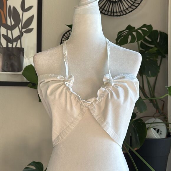NWOT Free People Cropped Convertible Bandeau White Cotton Feminine L Top Chic - Picture 6 of 12